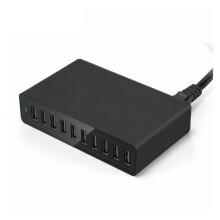 Estación de carga USB de 60 W con 10 puertos y cable.