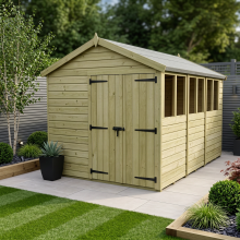 8 x 14 Apex Shed Tanalised (Double Door, With Windows)