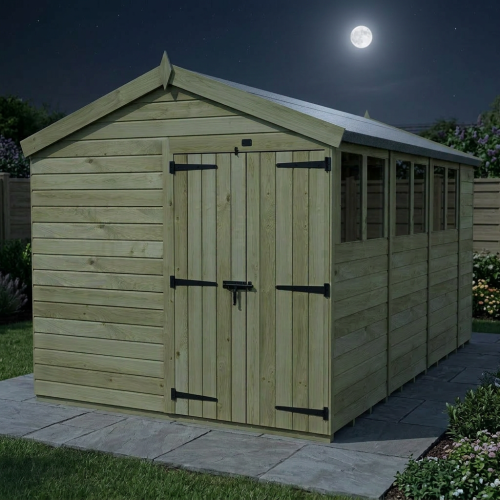 8 x 14 Apex Shed Tanalised (Double Door, With Windows) 2