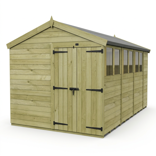 8 x 14 Apex Shed Tanalised (Double Door, With Windows) 1