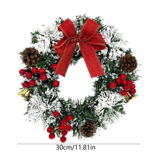 Artificial Christmas Wreath Pinecone Red Berry 8 Inch 2