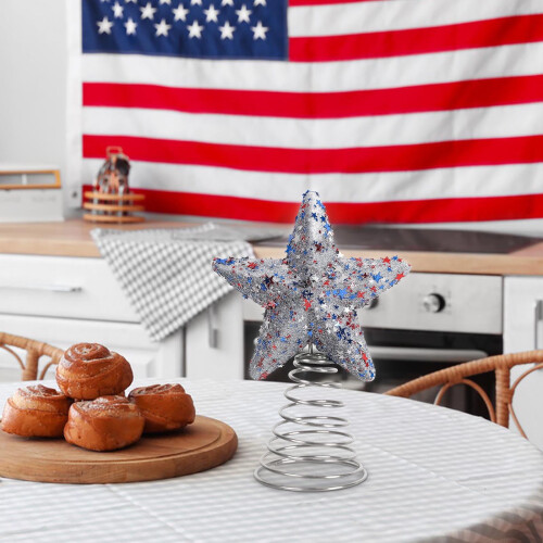 Star Tree Topper Red White Blue Glitter 1 Pack 2