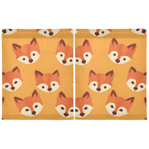 Fox Face Orange Kitchen Curtains Half Tier 27"x36" 1