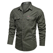 Men's Tactical Long Sleeve Button-Up Shirt Army Green XL