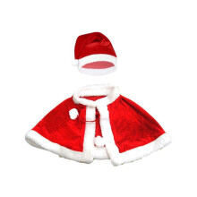 (KidsStyleWithHat)Adult Kid Christmas Cape With Hat Santa Claus Velvet Red Short Hooded Xmas Cloak