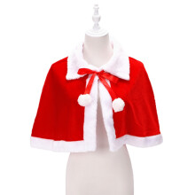 (PointyCollar)Adult Kid Christmas Cape With Hat Santa Claus Velvet Red Short Hooded Xmas Cloak