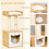 Cat Cave Bed with Washable Cushion, Platform, Scratching Post and Toy Ball 8