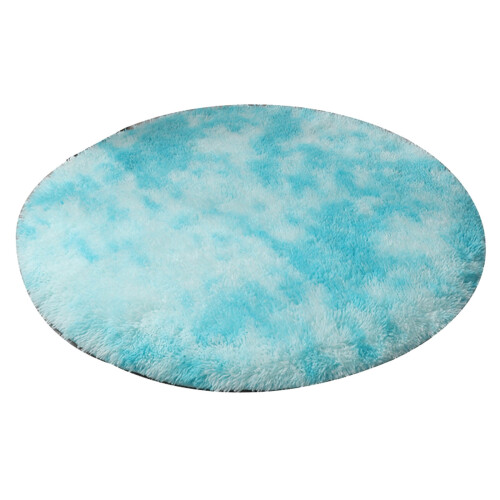 Tapete redondo EGYMEN roxo-azul de 81 cm (32 polegadas) antiderrapante e felpudo. 1