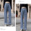 Mørkeblå højtaljede lige jeans til kvinder 6