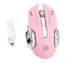 Souris Sans Fil Silencieuse USB Ordinateur de Jeu Rechargeable Souris Rechargeable pour PC et Ordinateur Portable Rose