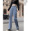 Mørkeblå højtaljede lige jeans til kvinder 7