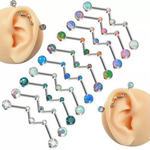 Βιομηχανική σκαλωσιά Gem Opal Piercing Barbell από ανοξείδωτο ατσάλι 1