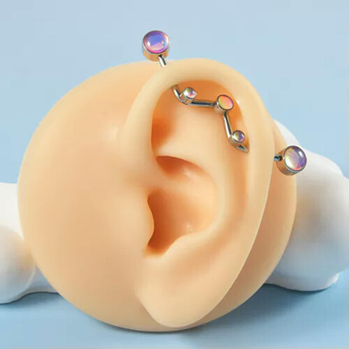 Βιομηχανική σκαλωσιά Gem Opal Piercing Barbell από ανοξείδωτο ατσάλι 1