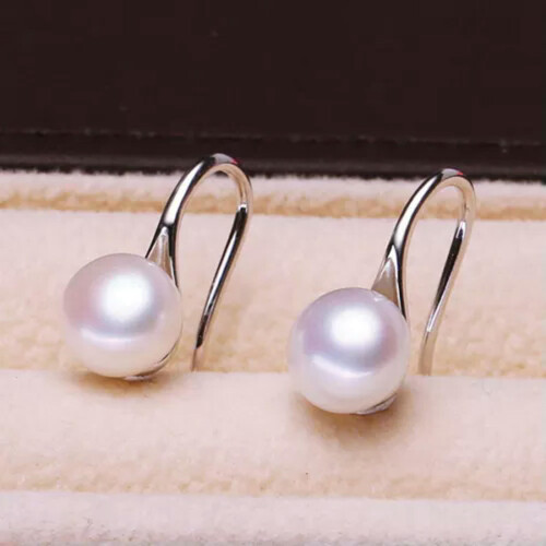 Sterling Silver Freshwater Pearl Drop Earrings 9-10mm 1