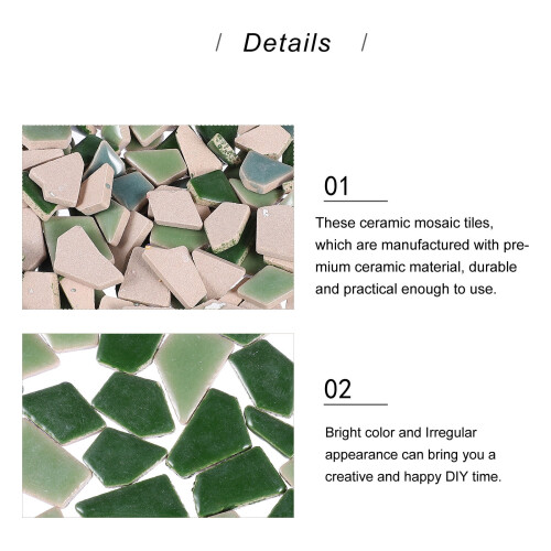Mosaic Tiles Green Stone Irregular Shapes 200 g 1