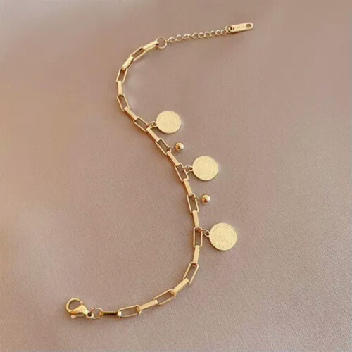 Gold Plated Beaded Queen Charm Bracelet Bangle 1