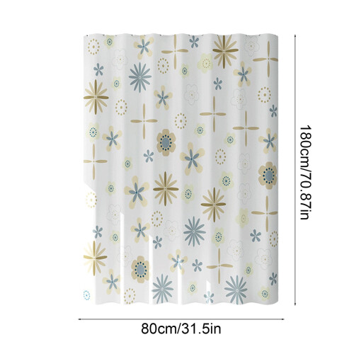White waterproof plastic shower curtain with fish and blue 2