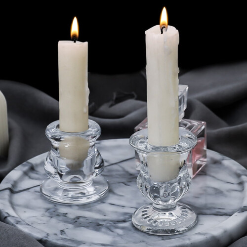 Glas-Kerzenständer-Set, klar, 2-teilig 1