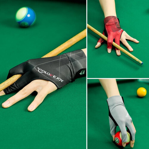 Gant de billard en polyester à trois doigts ouvert 2