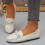 Γυναικεία Casual Flat Slip-On Παπούτσια με Φιόγκο, Λευκά 8