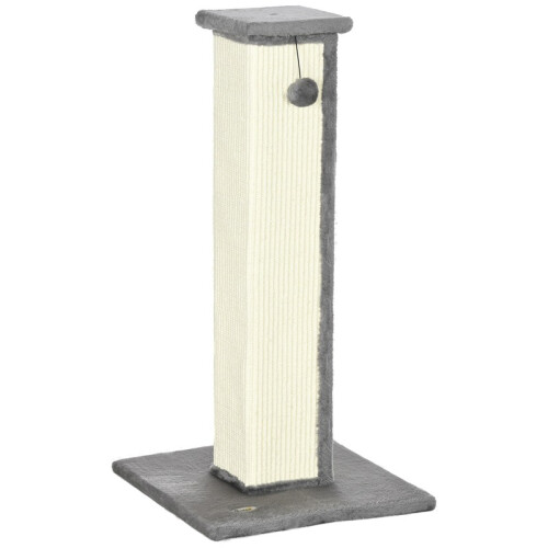 Cat Tree Scratching Post with Play Ball, Plush and Sisal Surface, Cream Grey 1