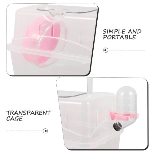 Transparent Hamster Travel Box Lightweight Carrier with 2
