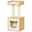 Cat Cave Bed with Washable Cushion, Platform, Scratching Post and Toy Ball 2