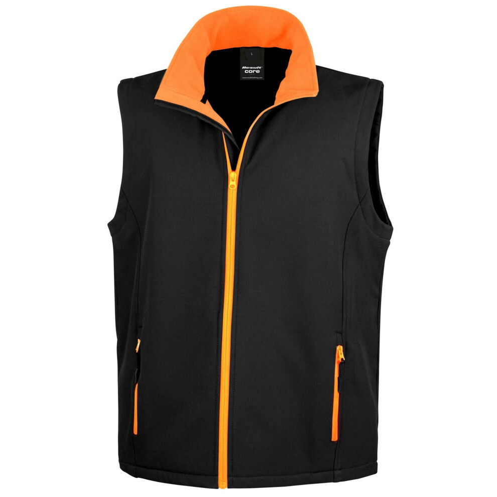Result (S, Black/Orange) Mens Printable Softshell Body Warmer