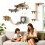 Wall Mounted Cat Tree Set with Sisal Scratching Surface, 4 Pieces, Beige 3