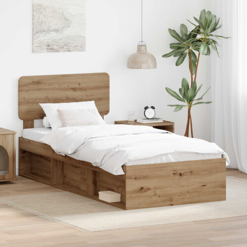 VidaXL vidaXL Bed Frame Artisian Oak 90 x 200 cm Solid Pine Wood