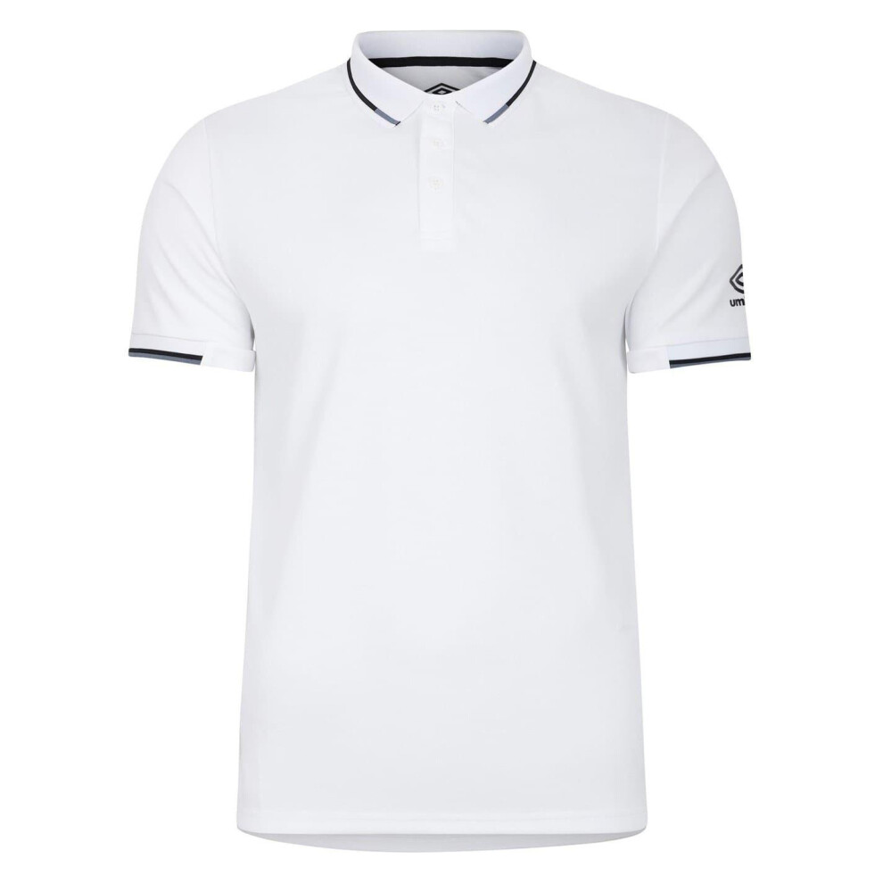 Umbro (Xl, White) Mens Ribbed Cuff Polo Shirt