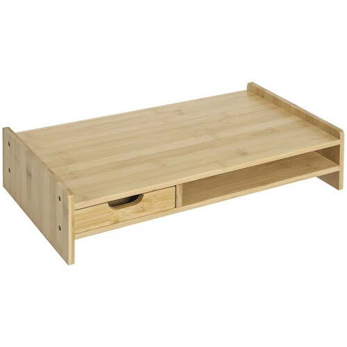 Monitorstandaard met lade, houten bureau-organizer