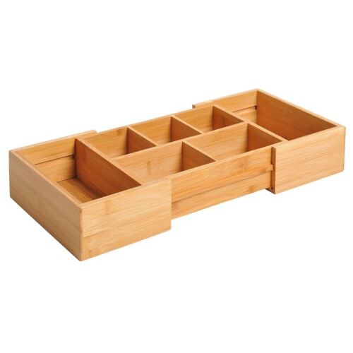 Bamboe opbergdoos met lade, uitschuifbare bureau-organizer 1