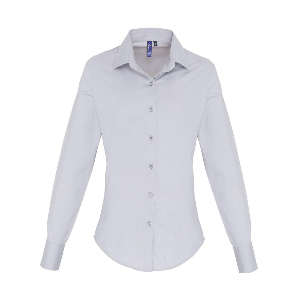 Premier (20 Uk, Silver) Womens/Ladies Poplin Stretch Long-Sleeved Shirt
