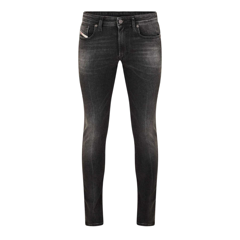 Diesel (29R, Black/Grey Denim) Mens Sleenker Organic Cotton Skinny Jeans