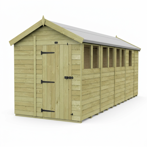 6 x 17 Apex Shed Tanalised (Single Door, With Windows) 1