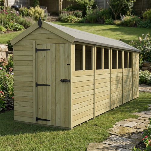 5 x 19 Apex Shed Tanalised (Single Door, With Windows)