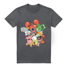 (4XL, Charcoal) SpongeBob SquarePants Mens The Whole Gang T-Shirt