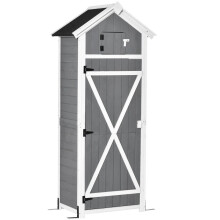 Abri de jardin en bois avec porte et crochets, armoire à outils extérieure