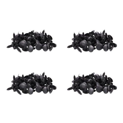 5mm x 5mm Hole Dia Black Plastic Rivets Fastener Push Clips 192 Pcs