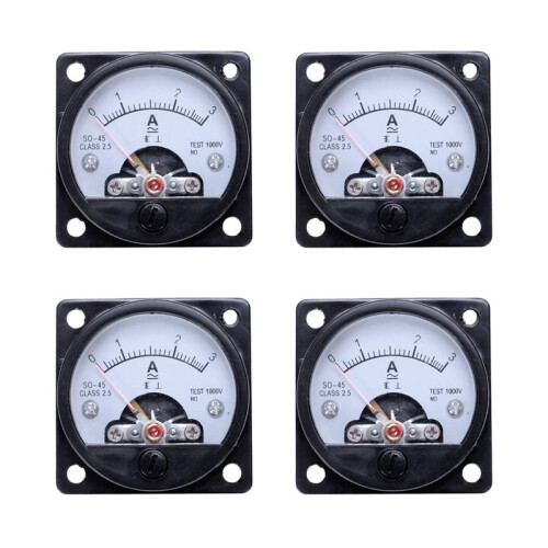 4X AC 0-3A Round Analog Panel Meter Current Measuring Ammeter Gauge Black 1