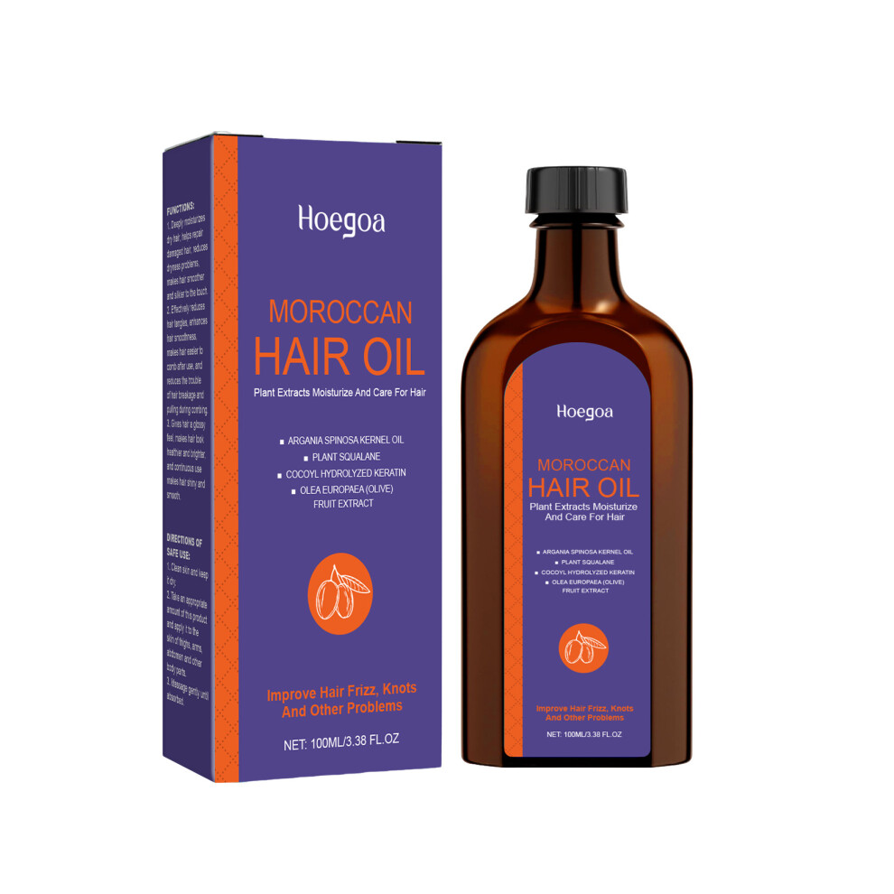 (100ml) HOEGOA Moroccan Hair Care Oil Nourishing and Moisturizing Hair Care Smoothing Essence Improves Dryness and Tangles