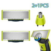 Scheerapparaat met 2 mesjes + 1 neushaartrimmer, compatibel met Philips OneBlade vervangingsmesjes.