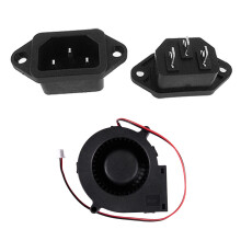 5x 3P IEC 320 C14 Male Plug Panel Power Inlet Sockets Connectors & 1pc 12V 0.36A 2Pin Computer PC Blower Cooling Fan