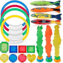 Onderwater zwem- en duikset voor kinderen, leuk trainingsspeelgoed voor zwembadspelletjes en -oefeningen, kleurrijke duikaccessoires.