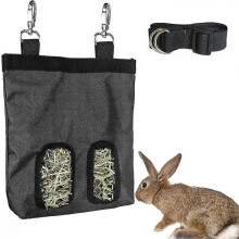 Hängender Heuraufe für Kaninchen, Meerschweinchen, Chinchillas und andere Kleintiere, strapazierfähiger Futterbeutel