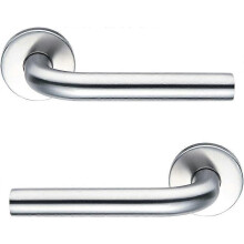 Par de tiradores de puerta con roseta de acero inoxidable, cuadrados de 7 mm, herrajes modernos para puertas de interior.