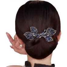 Haarclip met strassbloem, haarknotroller met bolletje, handige haarknotroller voor dames, elegant haaraccessoire