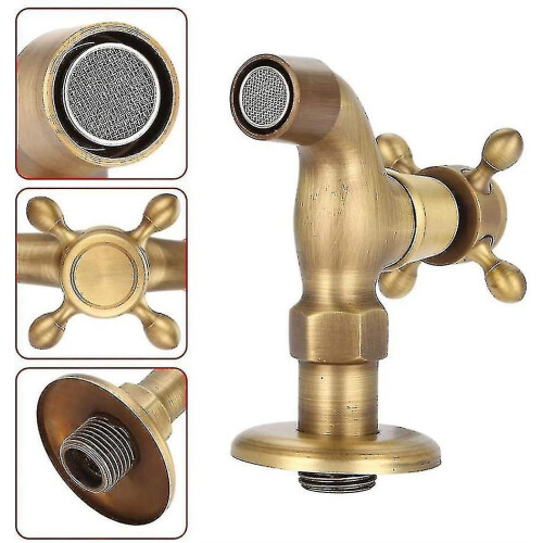 Wall Mounted Vintage Solid Brass Water Tap for Kitchen Sink, Mop Sink and Utility Use 1