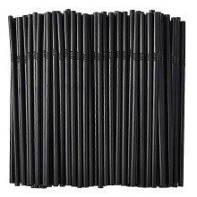Voordeelverpakking van 500 flexibele zwarte plastic drinkrietjes, 6 mm diameter, wegwerprietjes voor drankjes
